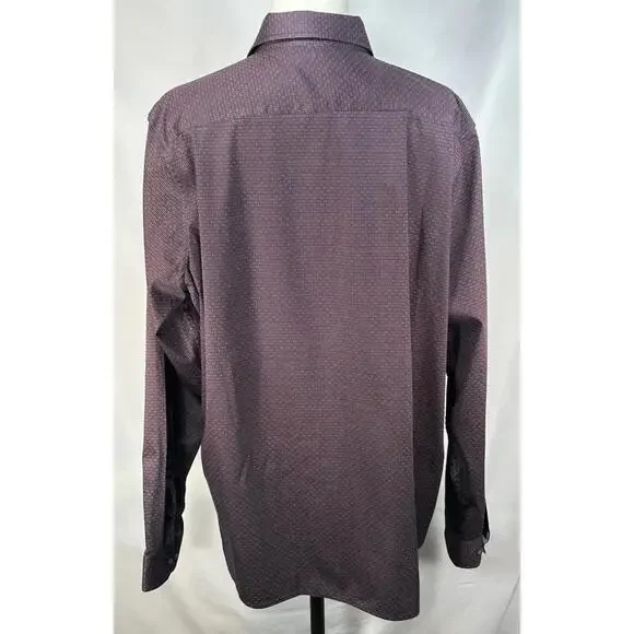 Tahari Regular Fit Stretch Dress Shirt Maroon Mens 2XL - Picture 2 of 8